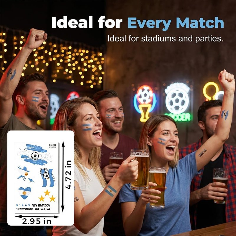 Soccer Temporary Tattoos | Pre-Cut Football Stickers for Sports-Themed Birthday Party Favors - Set of 1