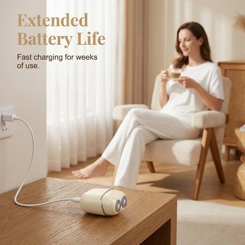 Facial Hair Removal for Women Face - Portable Painless Electric Shaver - Rechargeable Hair Remover Device Peach Fuzz & Sensitive Skin - Ideal for Smooth Skin Travel/Makeup Prep (White)