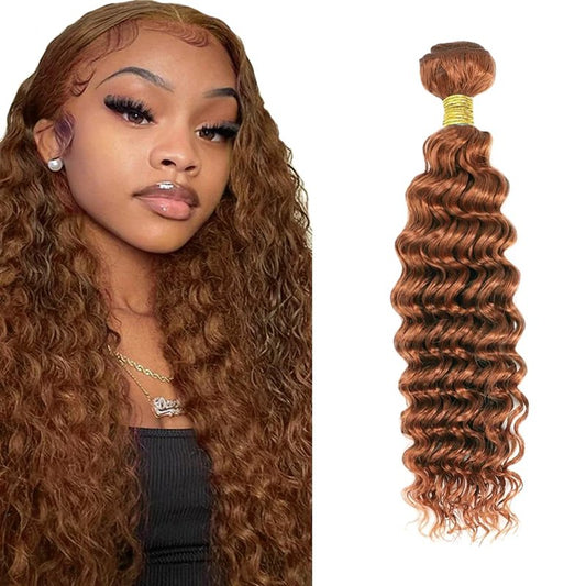 Light Brown Bundles Human Hair #30 Deep Wave Bundles 14 inch Color 30 Bundle Human Hair 50g