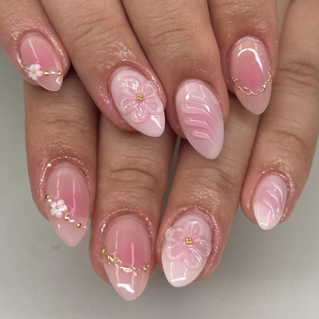 Ombre Press-On Nails - White & Light Pink Coffin Acrylic Design | 30 Pcs Reusable DIY Nail Art Kit for Women
