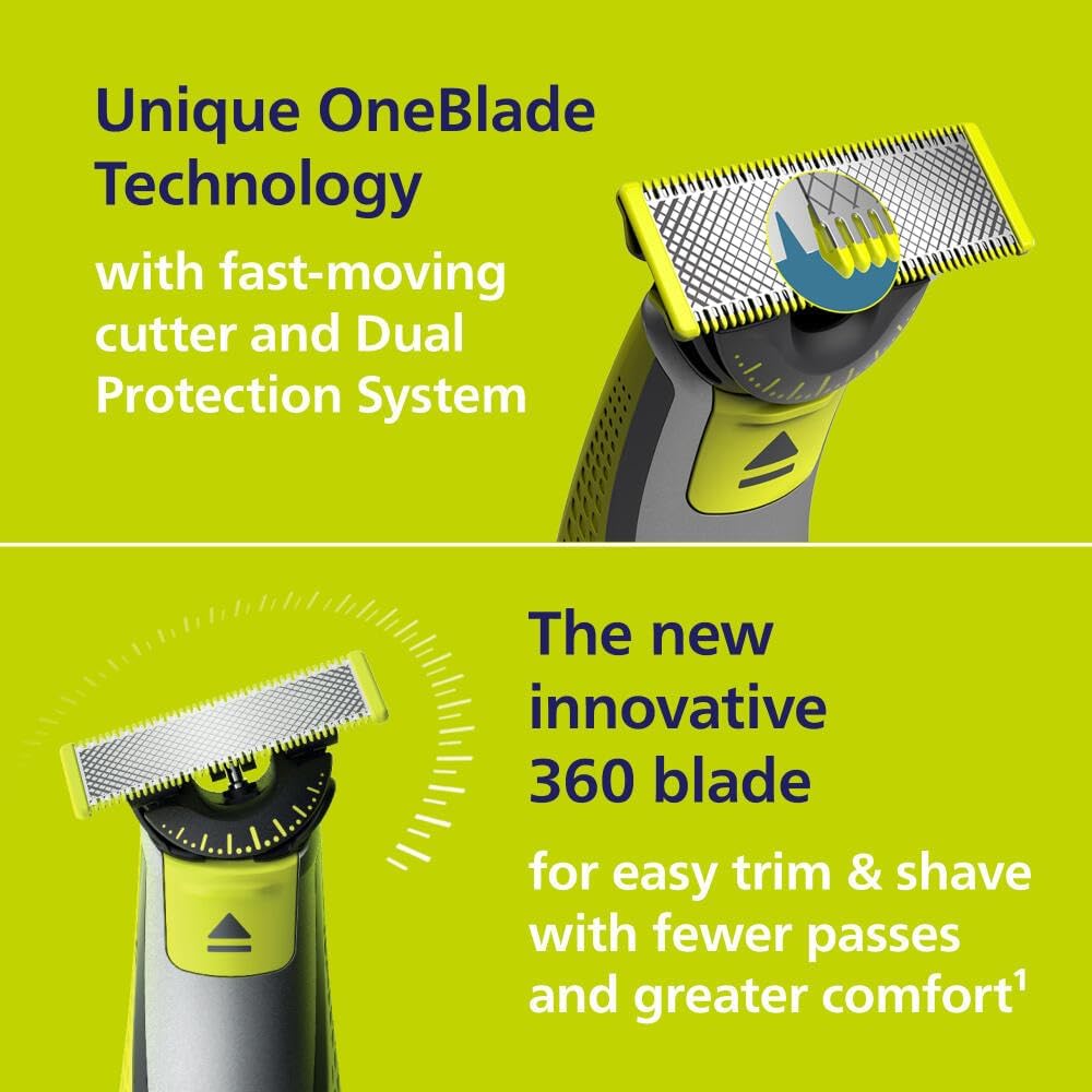 Philips Norelco Electric Beard Trimmer & Groomer - 5-in-1 Adjustable Comb | Black & Lime Green, Model QP2834/70