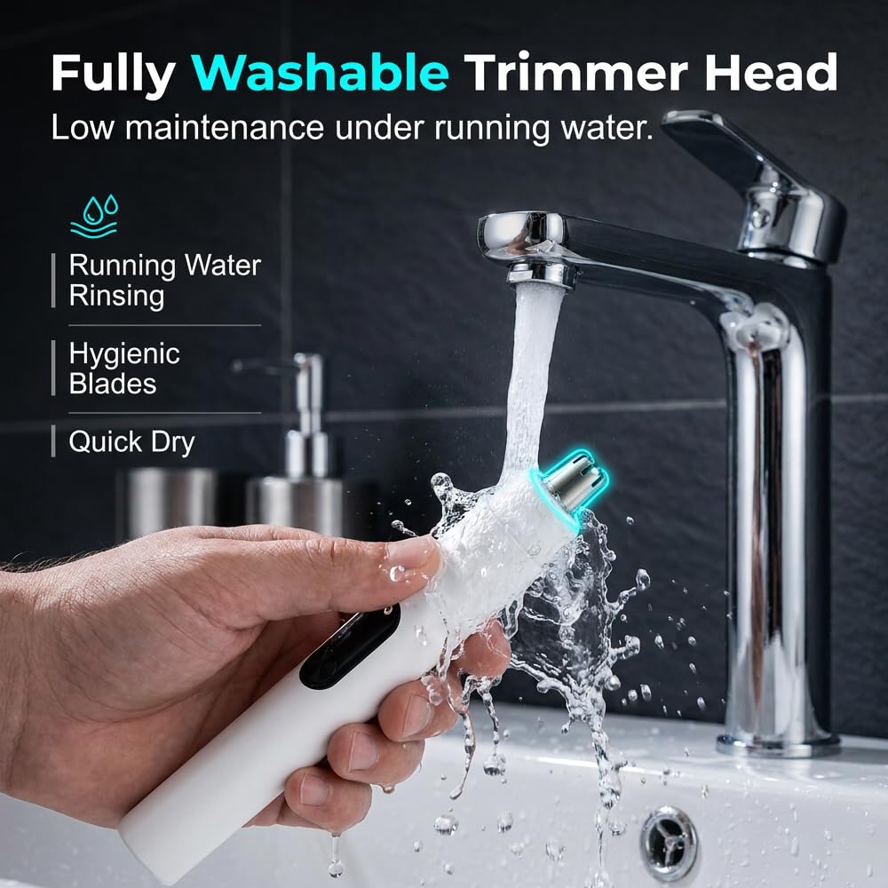 SENOY Nose Hair Trimmer for Men, 2026 New Electric Ear and Nose Hair Trimmer with LED Display, Type-C Rechargeable Mens Nose Hair Trimmer, Great Gifts for Elder, Dad (Black-1PC)