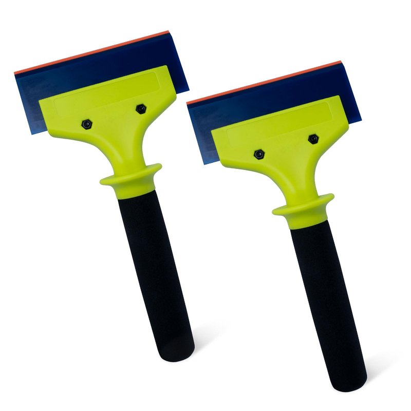 NEWISHTOOL 2 Pack Rubber Squeegee with Nylon Handle for Water Removal, Glass Cleaning, PPF Installing and Window Film Application (5-Inch Blade with Long Handle)