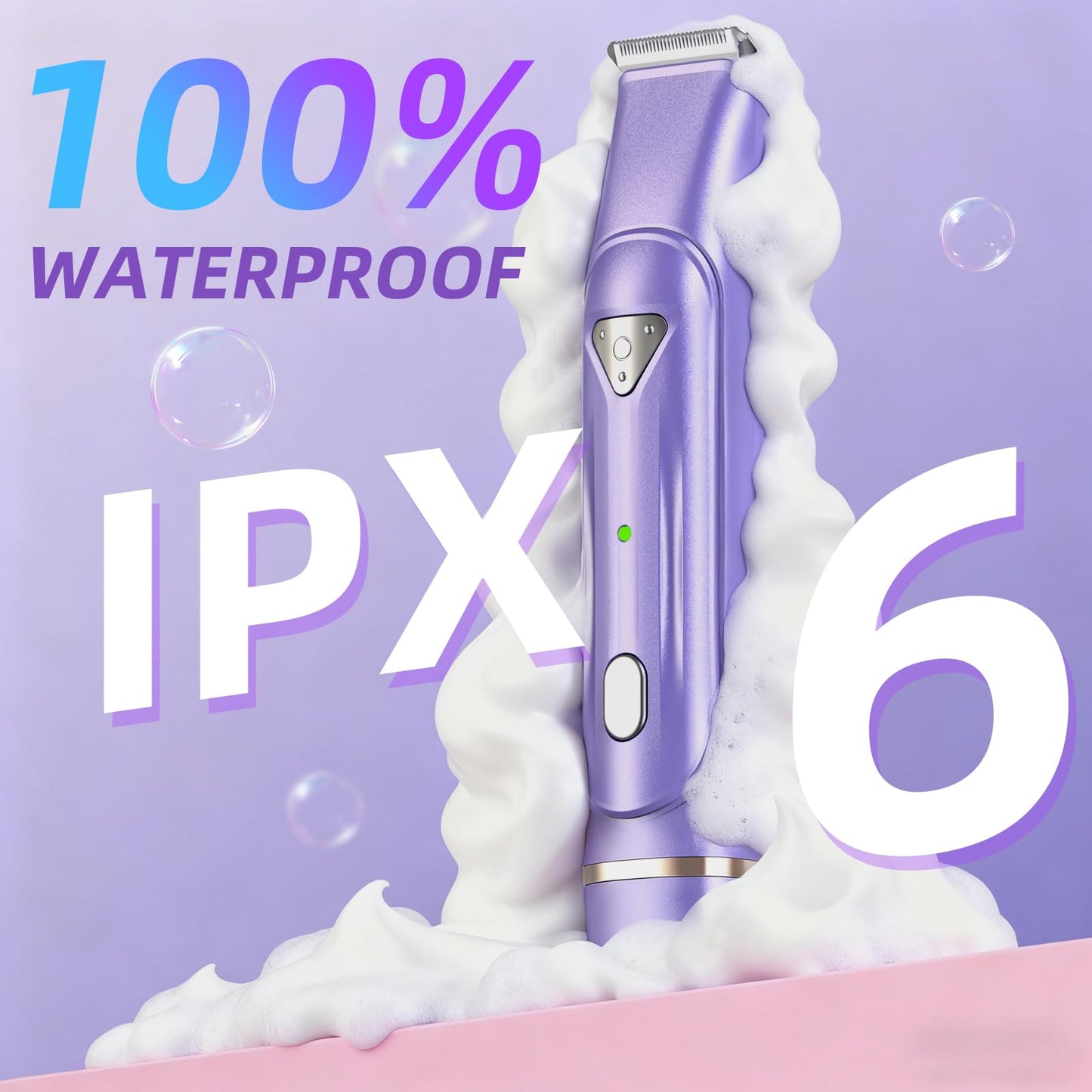 Dermave Bikini Shaver - IPX6 Dual Head Shaver Women for Pubic Hair, Face, Legs, Underarms – Rechargeabl & Portable Cordless Shaver, Self Care Gifts for Women (Purple)