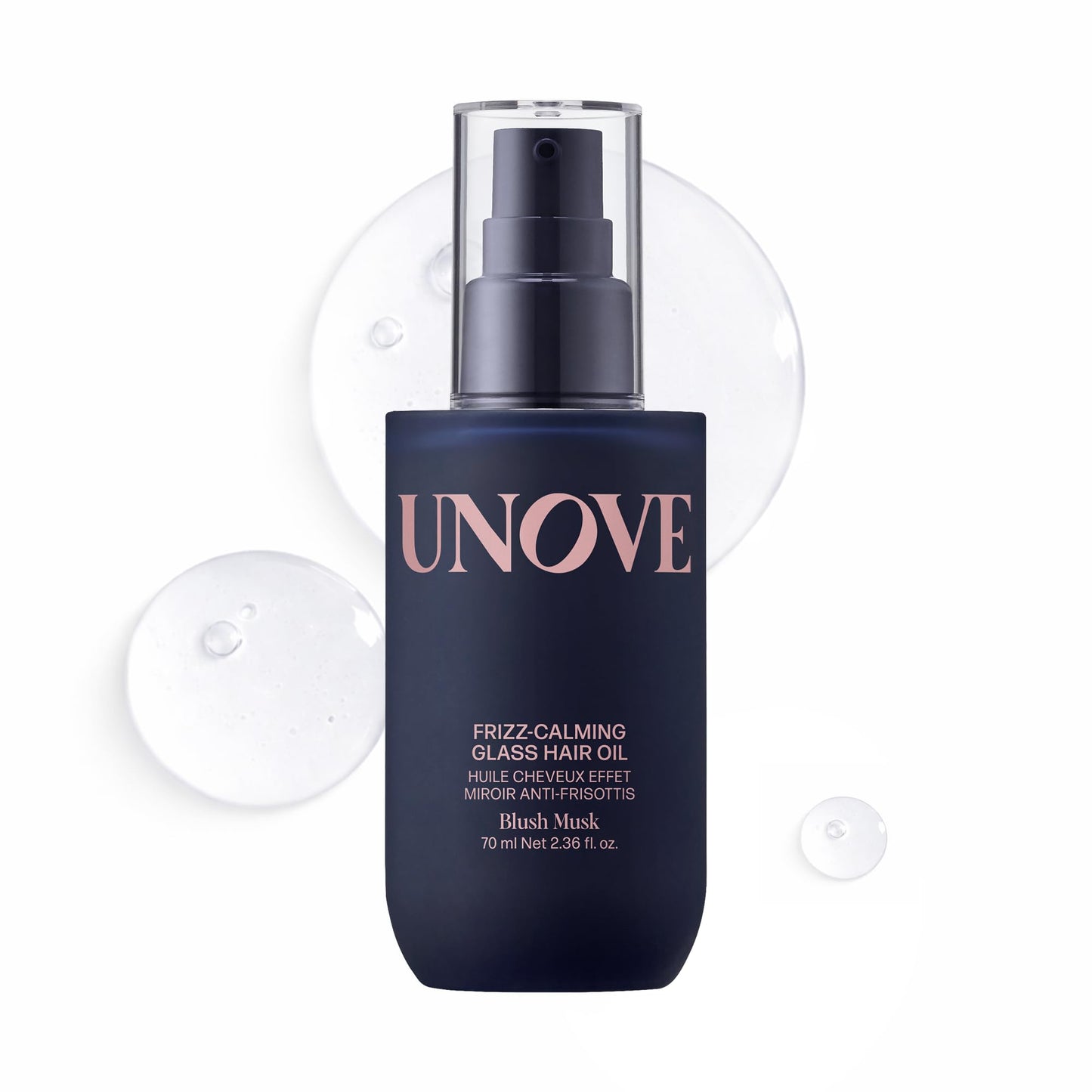 UNOVE Frizz-Calming Glass Hair Oil for Frizzy Hair, Anti-Frizz Hair Oil with Heat Protection up to 455F, Hair Shine Oil for Sleek, Glass-Like Shine & Softness, 70 mL / 2.36 fl oz