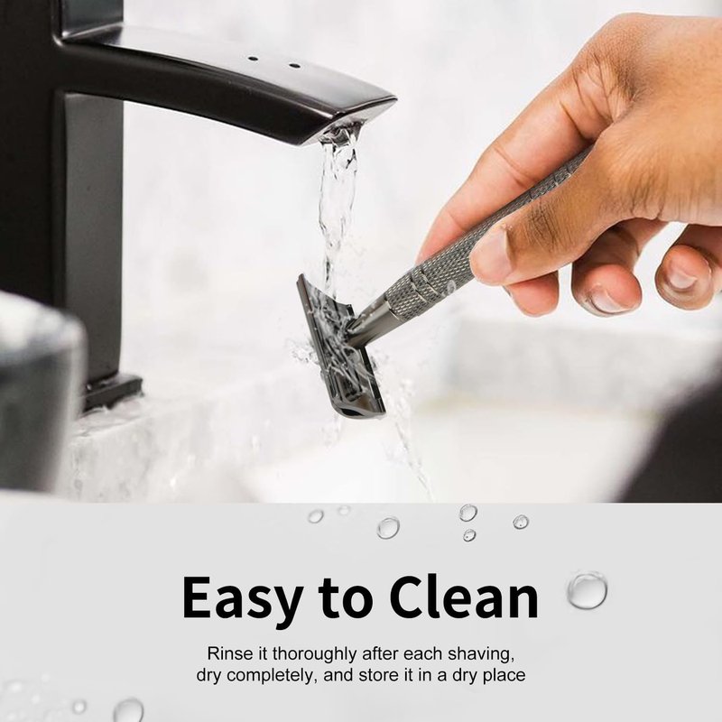 Shiny Gun Black Double Edge Safety Razor, Single Blade Razors for Men and Women, with 10 Stainless Steel Safety Razor Blades, Reusable Smooth and Close Wet Shaving Kit, Plastic Free