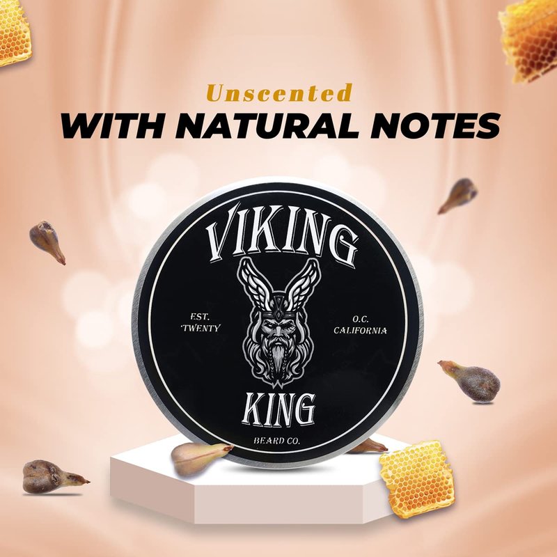 VIKING KING BEARD CO. Beard Balm - Silver (Unscented) - All Natural Beard Softener and Conditioner - Men's Grooming Product - 4 Ounce Tin