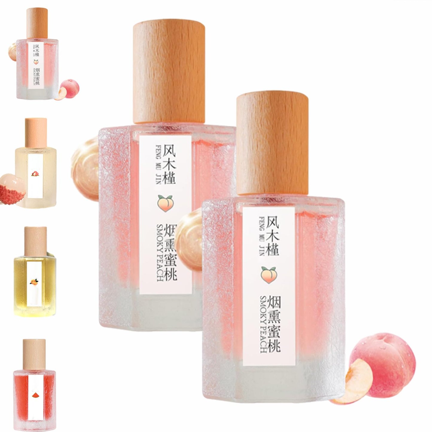 Peach Scented Fragrance Spray, Smoky Peach Perfume 50ML, Long Lasting Refresh Fruit Woody Floral Fragrance Perfumes for Women (2pcs A, 3)