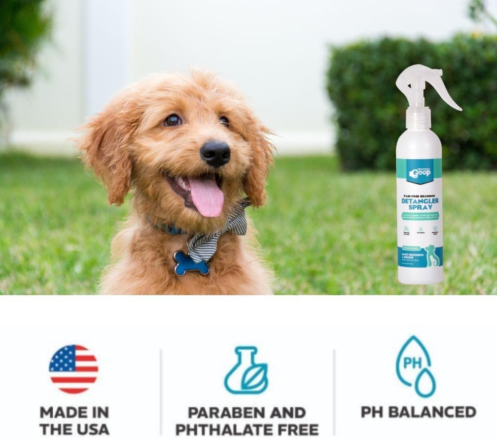 Groomer’s Goop Dog & Cat Detangler Spray - Pain-Free Tangle Remover, Softens Fur | 8 oz Bottle