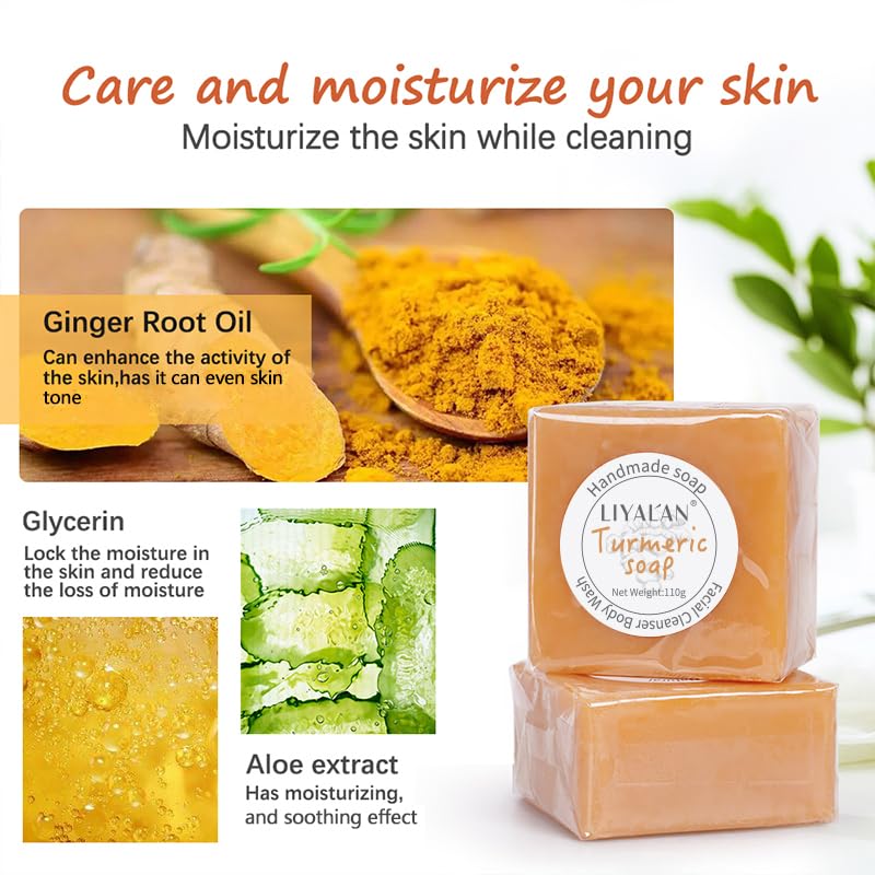LIYALAN Turmeric Soap Bar for Deep Cleansing & Smooth Skin