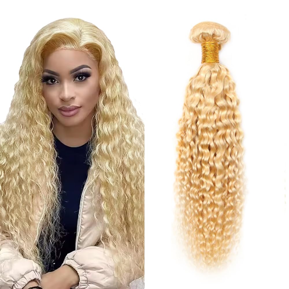 613 Human Bundles Blonde Kinky Curly Bundles Human Hair Brazilian Virgin Hair 1 Bundle 32 Inch 613 Curly Bundle Liar Weave 100g