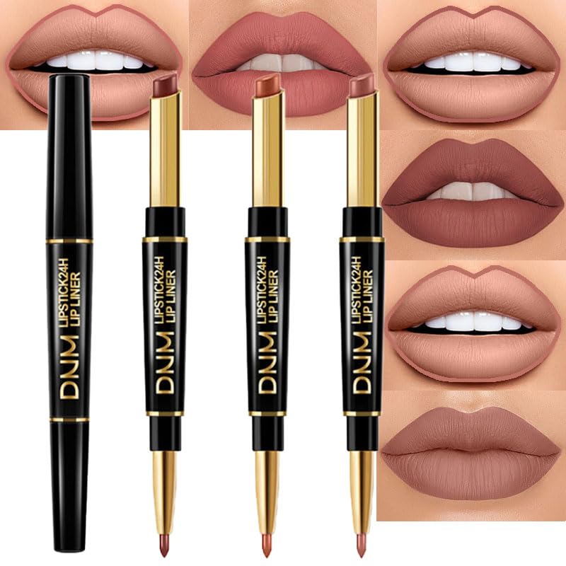 Chestnut Nude Brown Matte Lip Liner & Lipstick Set - Long Lasting, Waterproof, Smudge Proof | Antique Rose