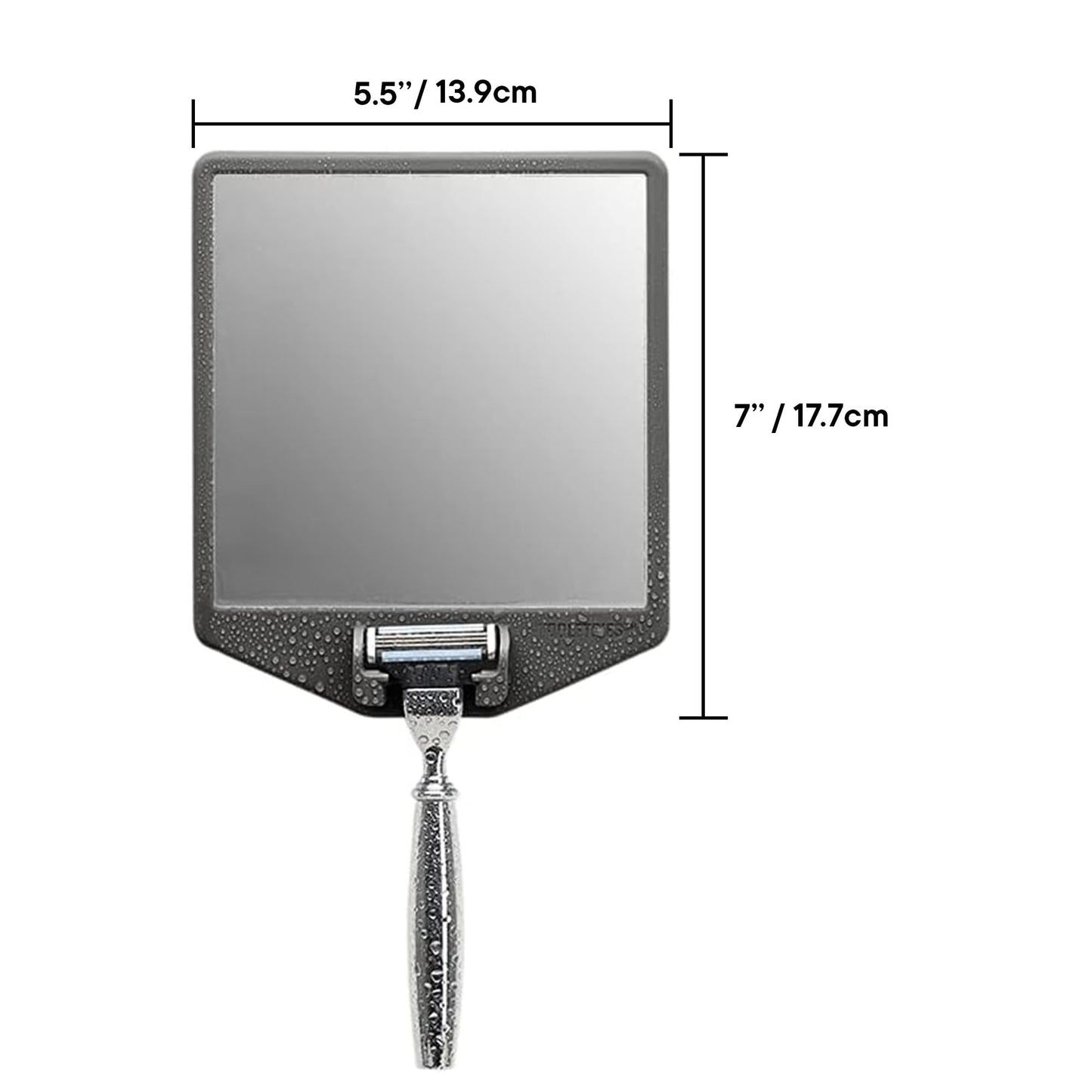 TOOLETRIES The Joseph Shower Mirror for Shaving, Fog Reduction Bathroom Mirror with Silicone Razor Holder & Reusable Wall Mount Grip, Shower Grooming Accessory - Charcoal