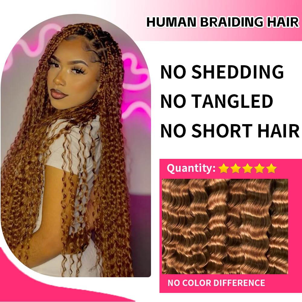 Boho Blonde Human Braiding Hair - 120g Curly Deep Wave | 14-Inch Bulk for Knotless Braids