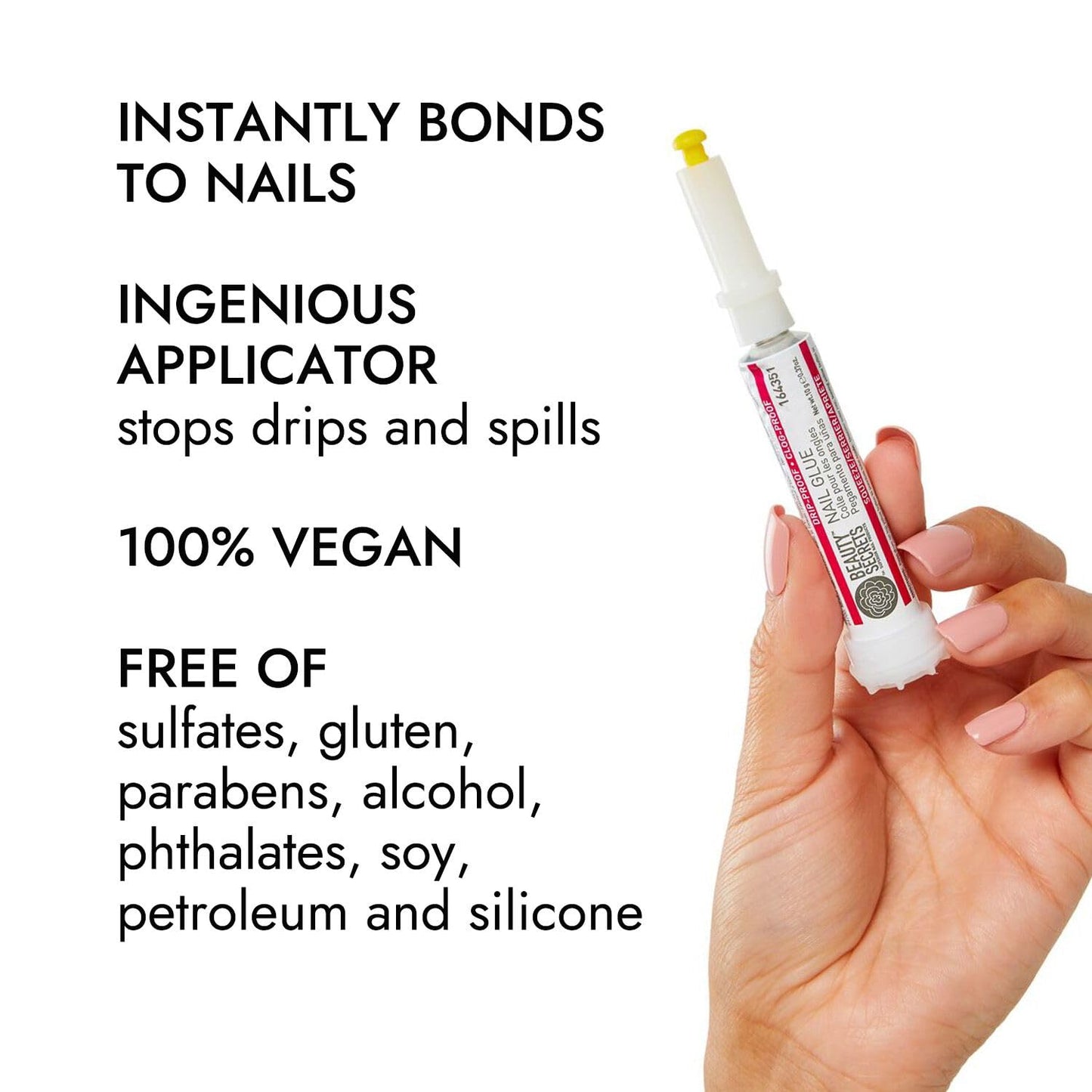 Nail Glue - Drip & Clog Proof Formula with Zebra Cushion Nail File | Medium Coarse 180/100 Grit