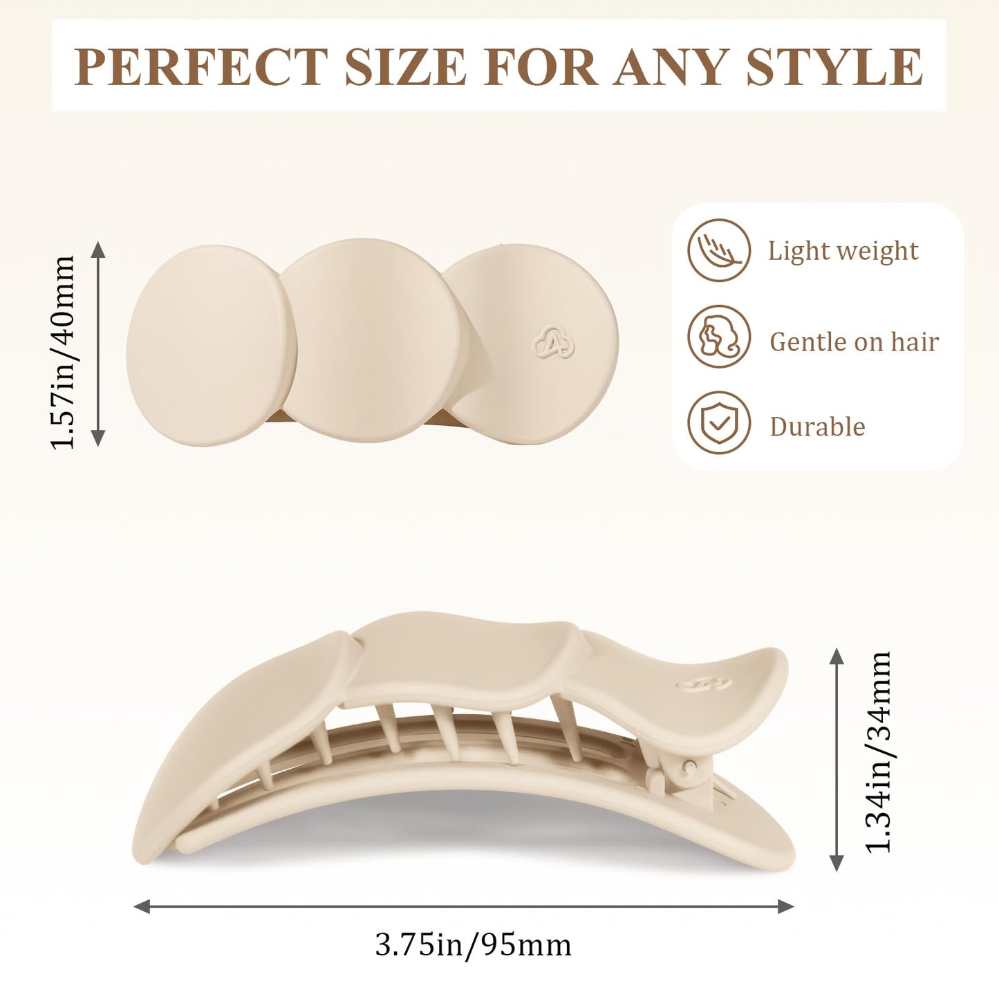 Amlaidu Medium Flat Hair Clips for Women, French Claw Clips Strong Hold for Thick & Thin Hair, Duckbill Hair Clips Non Slip for Driving Yoga - Beige, Light Khaki, Dark Khaki, Black, 4pcs
