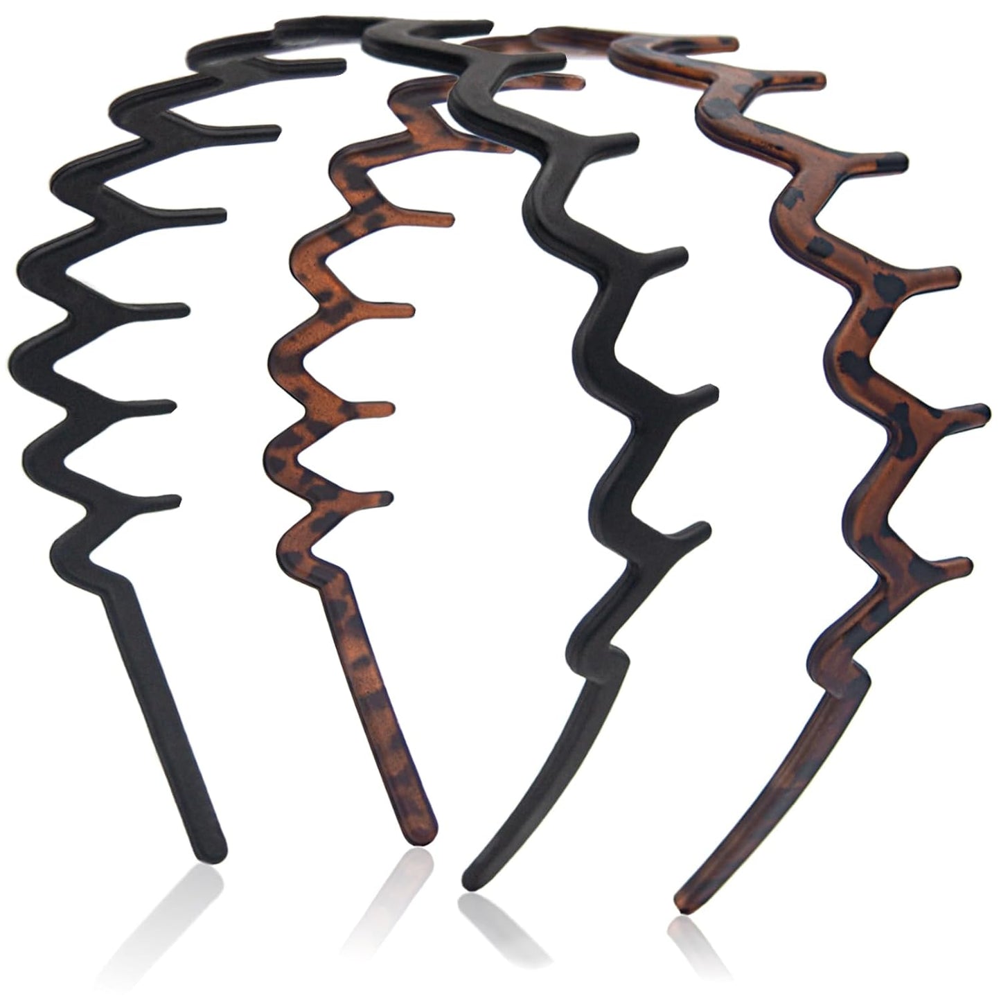 Zig Zag Headbands - Non-Slip Wavy Hair Accessories for Women & Men | 2pcs Matte Black