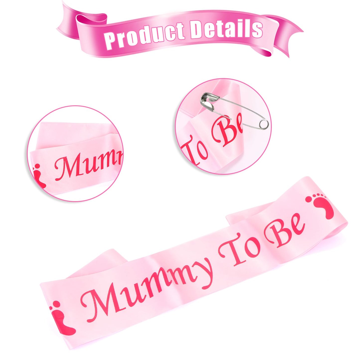 BRIOYHA Mommy to Be Sash and Daddy to Be Badge Set, Pink Baby Shower Decorations with Latex Balloons, Gender Reveal Party Favors Accessories