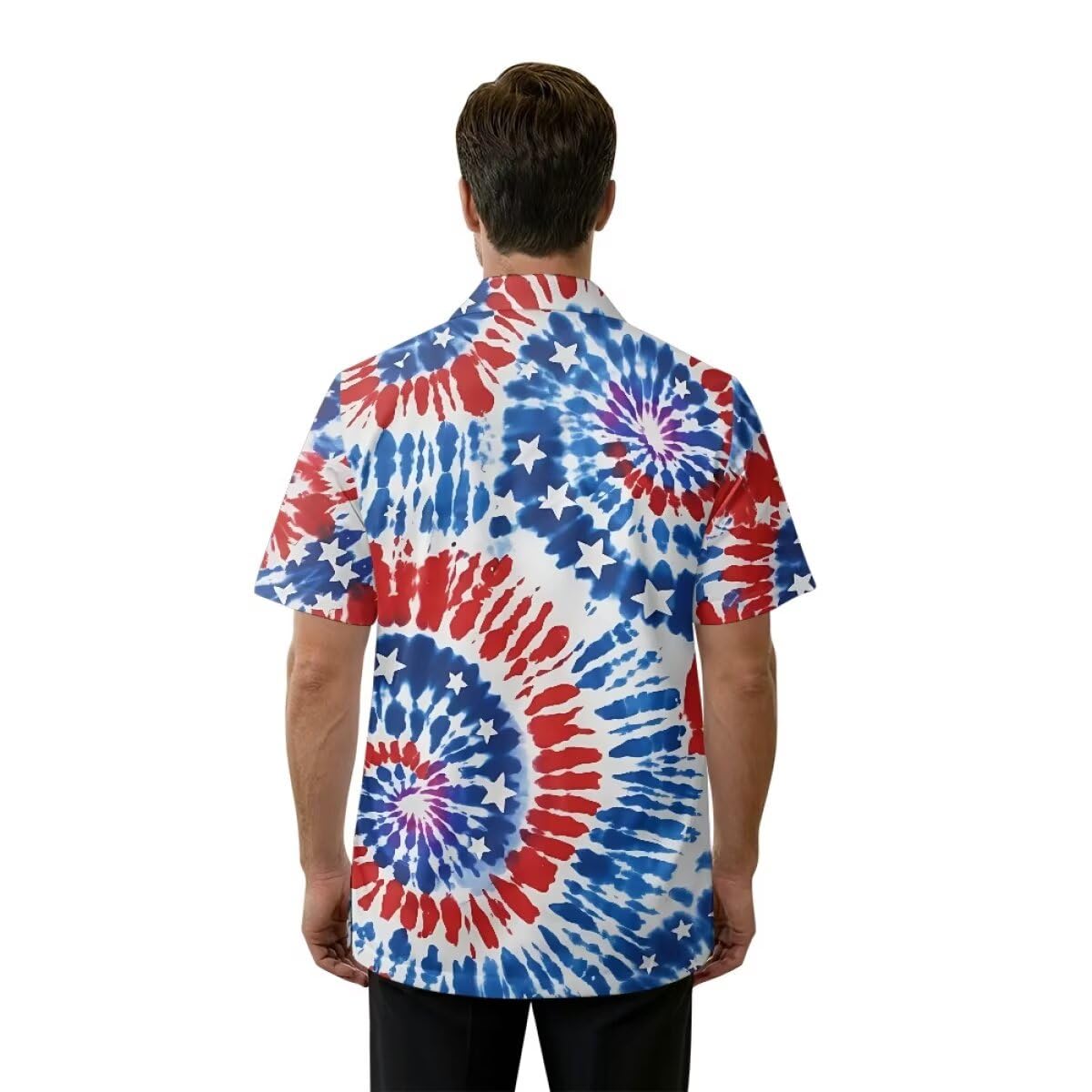 Hdjxbdhsv 4th of July Print Barber Shop Work Shirt,Tie-dye American flag Hairdresser Barber Shirts Hairstylist Shirt Gift Barbershop Scissors for Him Men Women