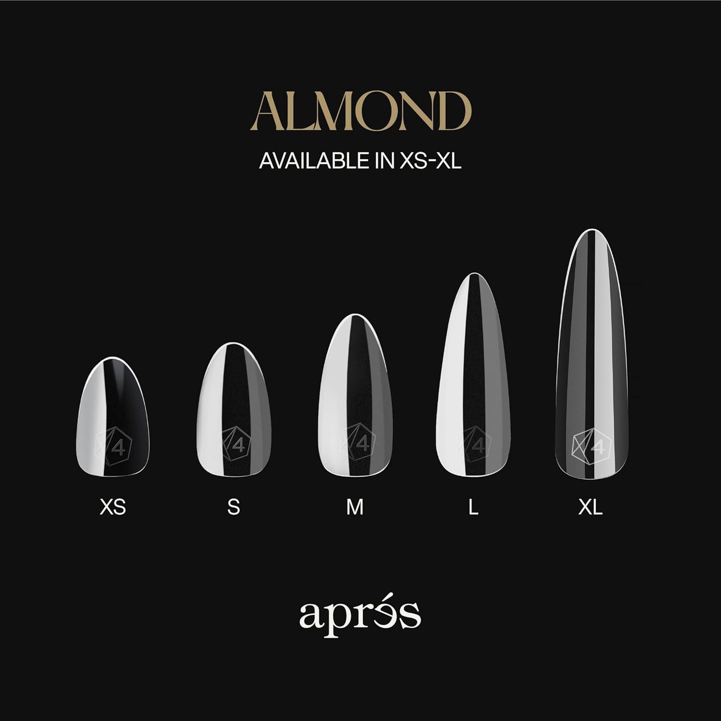 Aprés Gel-X® Almond Nail Tips - 280 Soft Tips in 14 Sizes 00-9 | Sculpted Extra Long