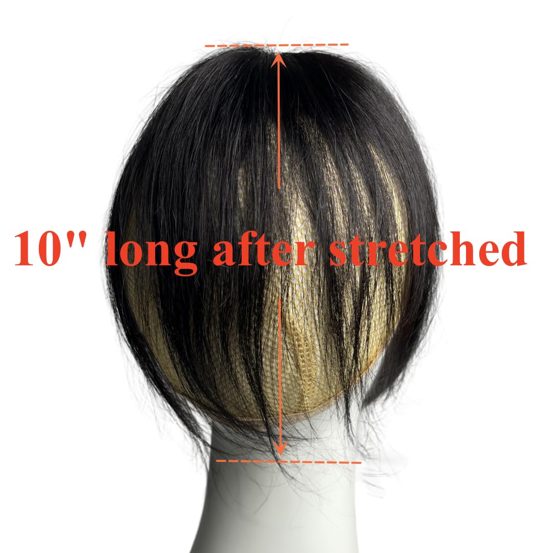 AYunhe Clip in Human Hair Bang with 3D Fringe, Lace Human Hair Topper for Women Middle Part Straight Hair Pieces Wiglets 25cm