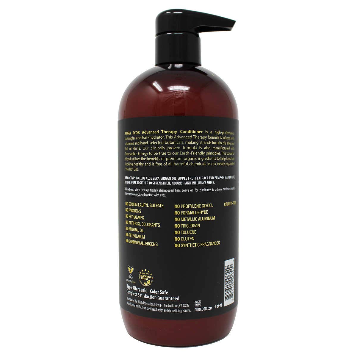 PURA D'OR Advanced Therapy System Clinically Proven to Reduce Hair Thinning - Paraben Free, Argan Oil Scent - Shampoo and Conditioner Set for Fine Hair - 100% Natural Preservative - 2.5 lbs