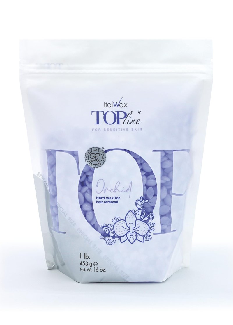 Italwax Top Line Orchid Hard Wax Beads 1 lb (450 g) – Transparent Fast-Setting Jelly Wax with Floral Fragrance for Bikini & Underarms, Strong Grip, Professional Use – Made in Italy