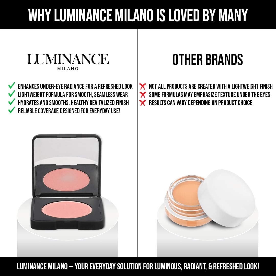 Luminance Milano Under Eye Brightener - Lightweight Vegan Concealer for Dark Circles | Pink, Natural Radiant Finish