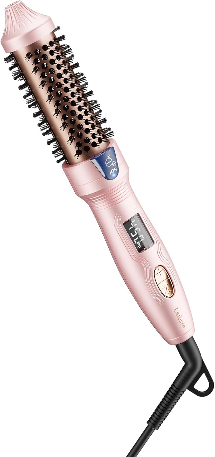 Mini Thermal Brush - 1-Inch Heated Round Brush for Short Hair | Ionic Tourmaline Ceramic, Anti-Frizz, Volumizing, Adjustable Temperature