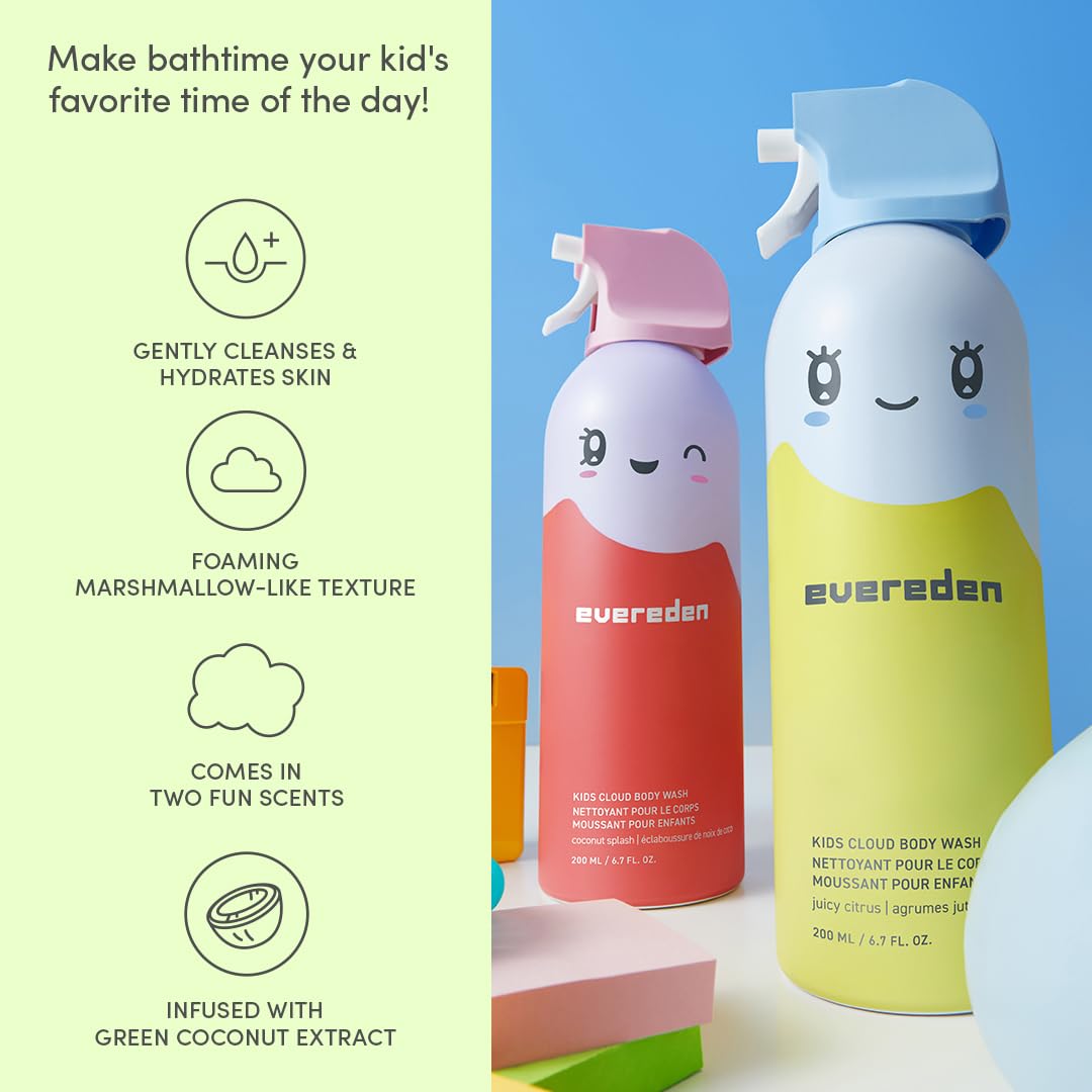 Evereden Kids 2-in-1 Shampoo & Conditioner + Foam Body Wash, EWG Verified