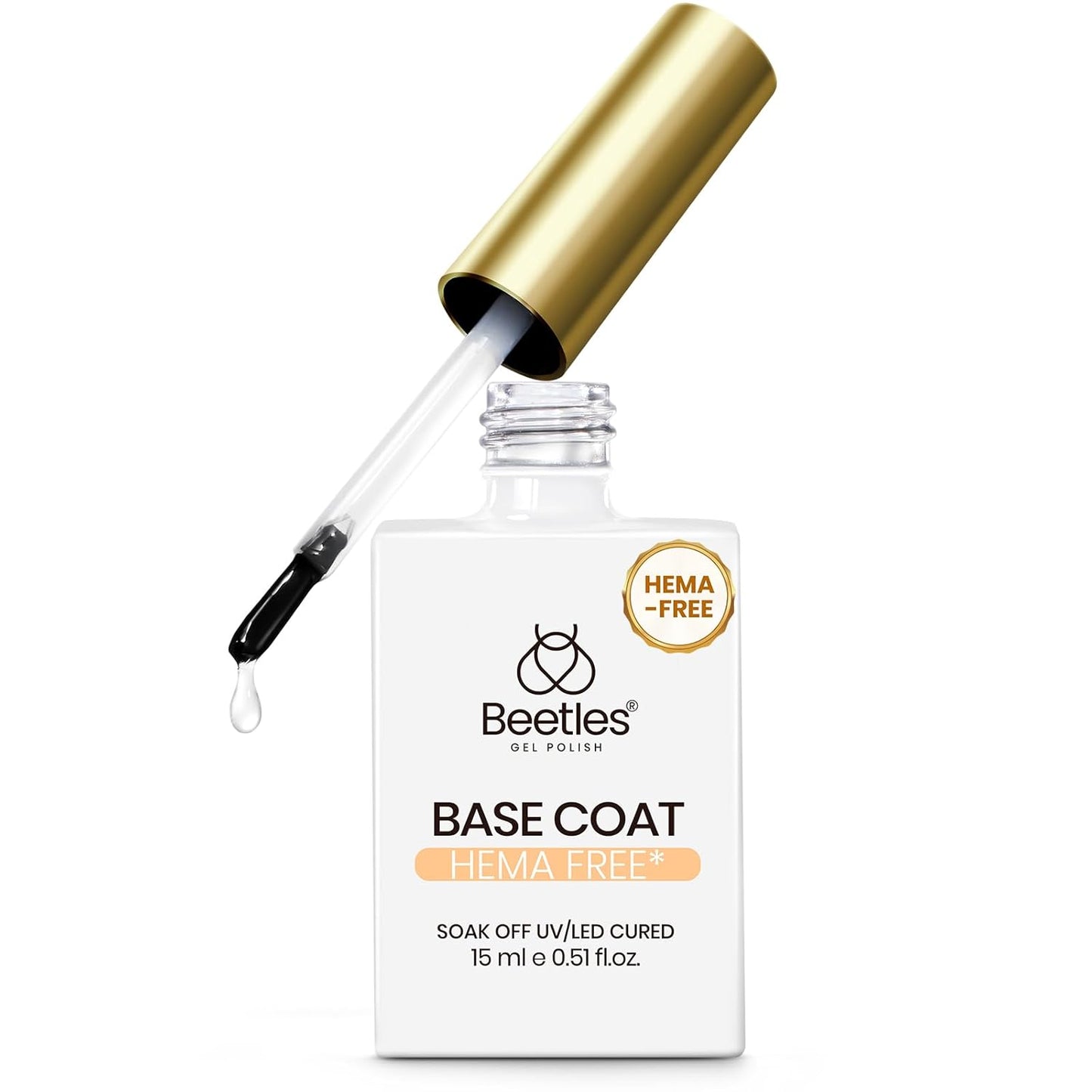 Beetles Nail Glue Set - 3Pcs 15ml HEMA-Free Base Gel & No Wipe Top Coat for Long Lasting Nail Extensions | UV/LED Cured
