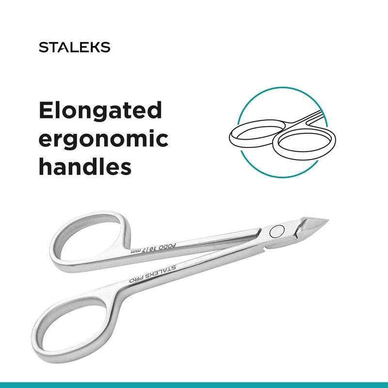 Staleks PODO 10 Podology Scissors-Style Nippers – 7 mm Blades with Heel – Beveled Straight Tips – Ideal for Corns, Calluses, and Cuticle Processing