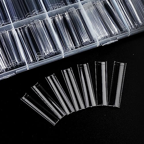 240pcs Extra Long Clear Half Cover Nail Tips for DIY Manicure