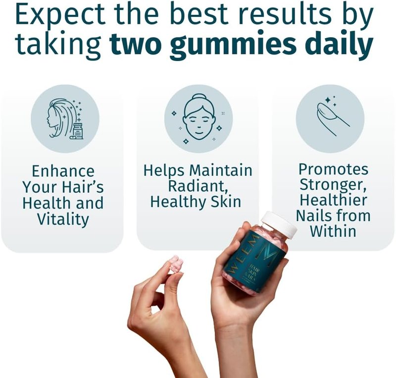 Hair Skin and Nails Gummies - Vegan Biotin for Healthy Hair, Skin & Nails | Extra Strength (3)