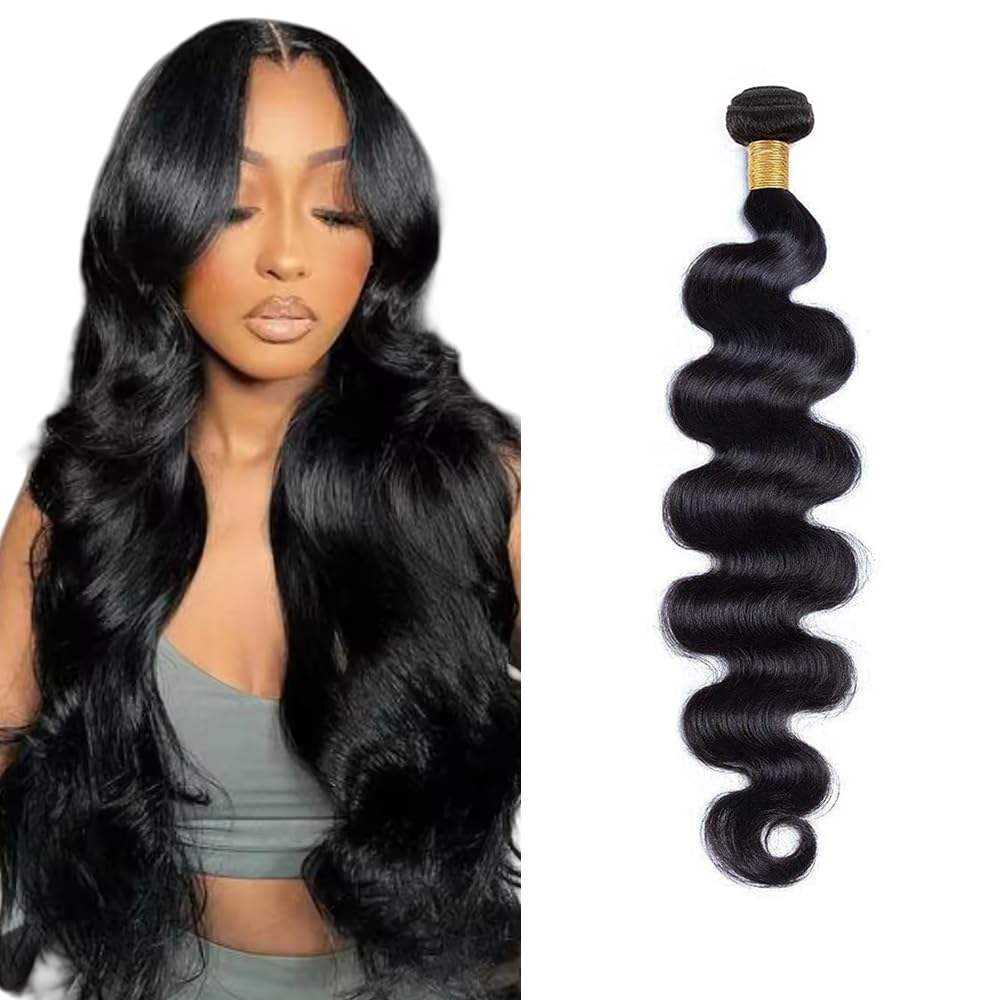 #1B Black Human Hair Bundles 16 Inch Body Wave Bundles Human Hair Natural Black Bundle 50g