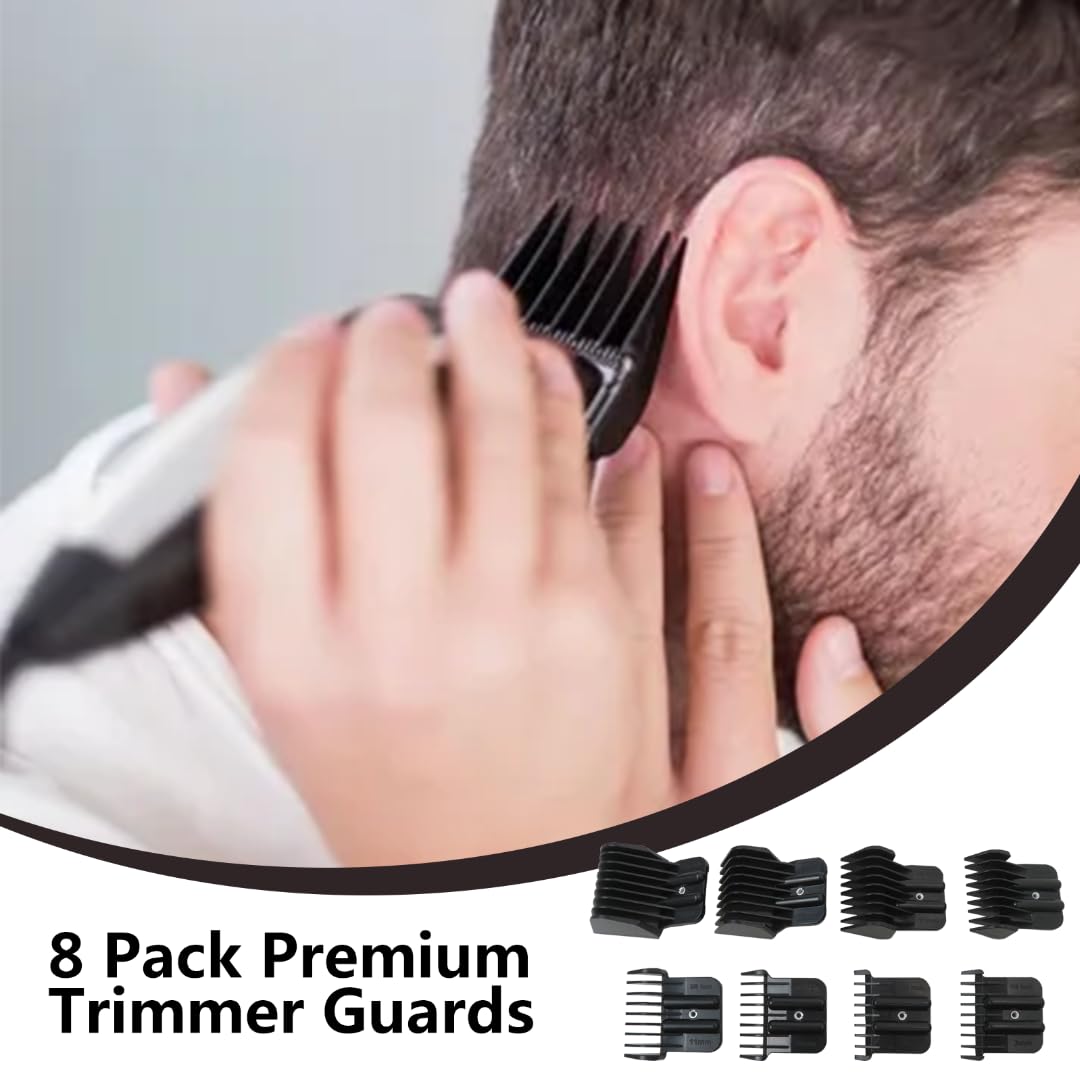 Upgraded 8 Sizes Trimmer Guards Set Compatible for Babyliss FX787G, FX787BN, FX787RG, FX787S, FX787GDB, FX726, FX797,Multiple Sizes w/Metal Spring Clip