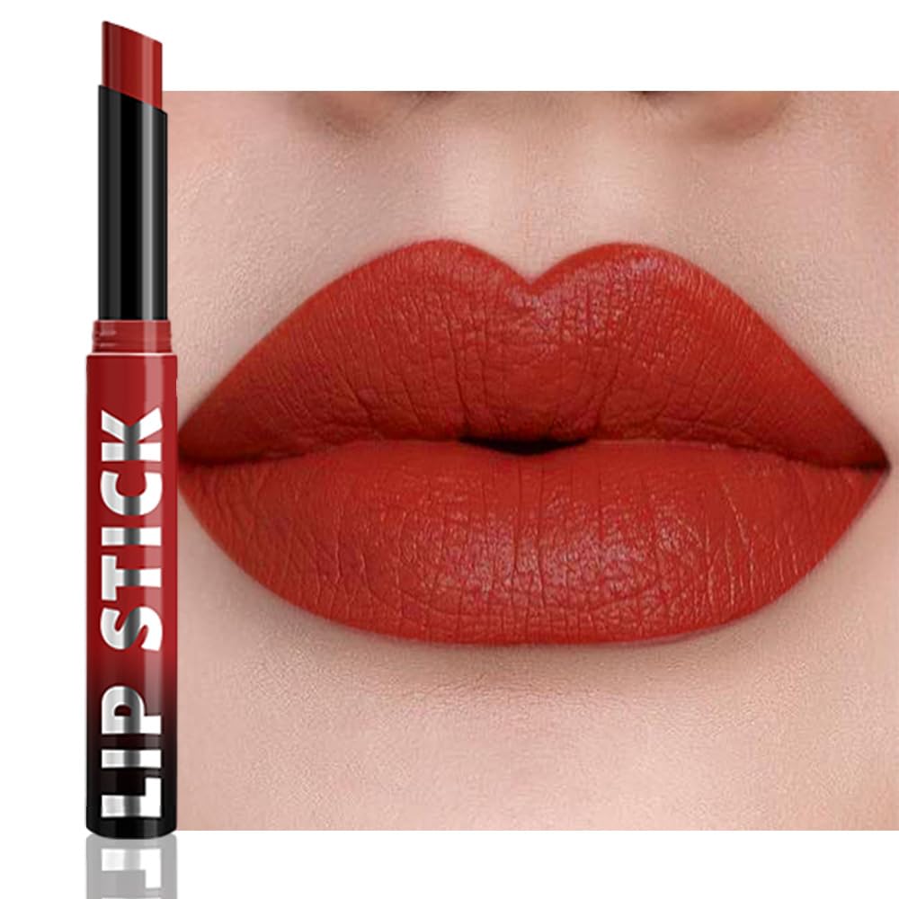 Maroon Red Matte Lipstick - Long Lasting Waterproof Vegan Lip Color | 24-Hour Moisturizing Stain