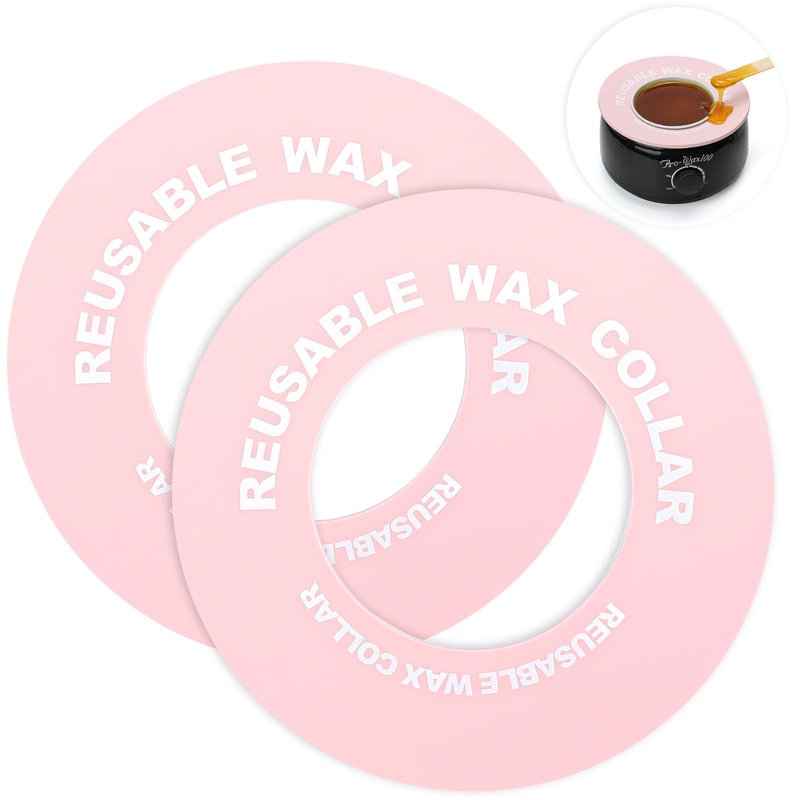 2 PCS Reusable Silicone Wax Collars Fits Most 14 Oz Wax Pot Liner Collar Clean Collars for Wax Warmer Waxing Protection Collars for Esthetician Hair Removal Women Wax Supplies(Pink)