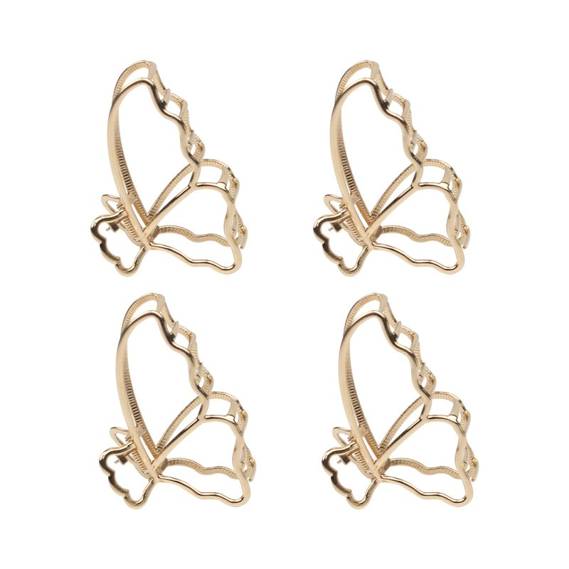 VinBee 4 PACK Gold Butterfly Hair Clips,Gold Hair Clips,Butterfly Claw Clip,Metal HairClip Catch Barrette Jaw Clamp for Women Half Bun Hairclips for Thick Hair (3.15 inch)