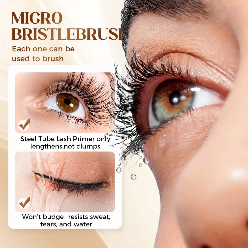 Waterproof Mascara, 2026 New Metal Wand Mascara with Waterproof Quick Drying Formula, Volumizing Lengthening and Curling for Natural 3D Lashes and Definition (Black,2PCS)