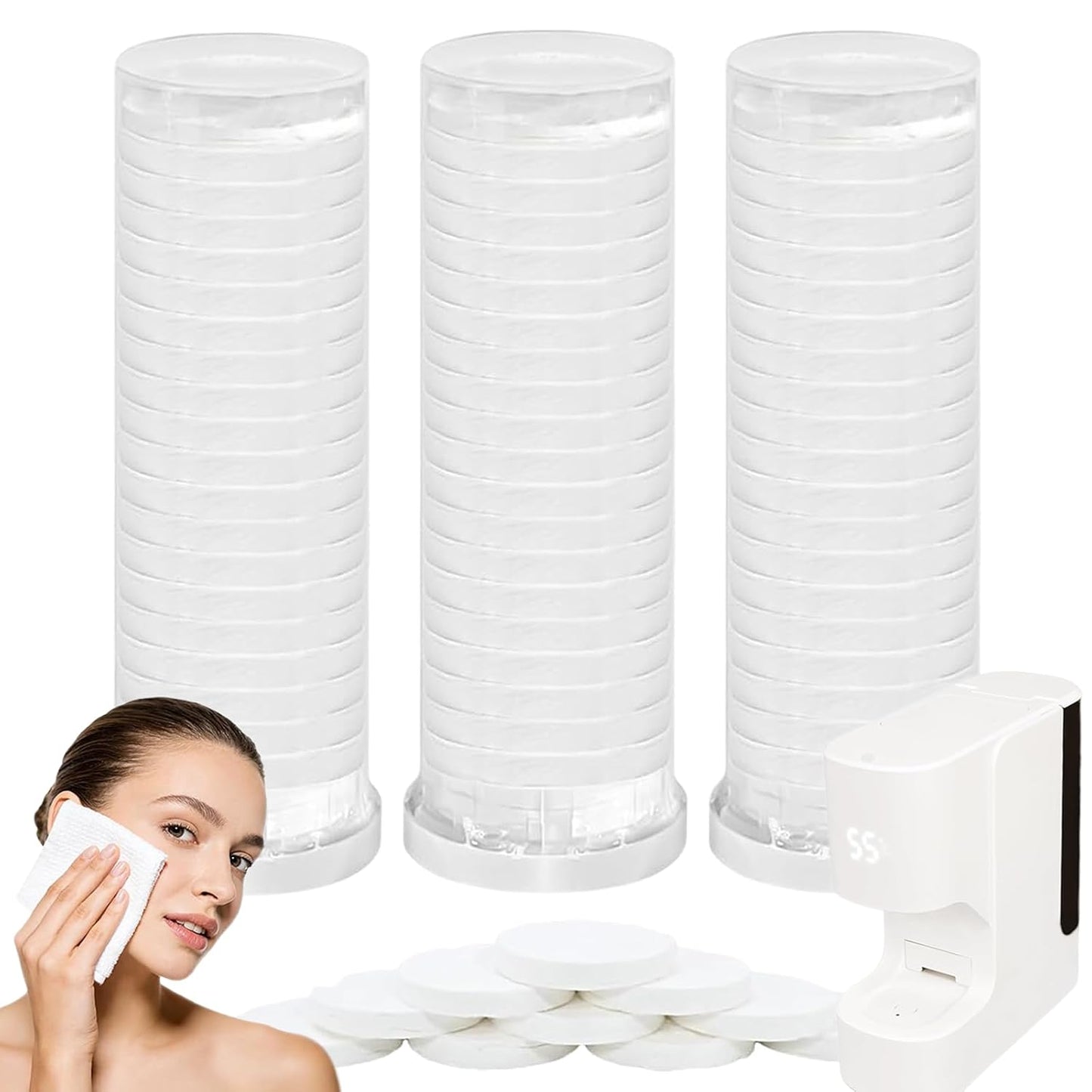 Hot Towel Dispenser Refills - 120 Pcs Disposable Compressed Face Towels for Spa & Home Use