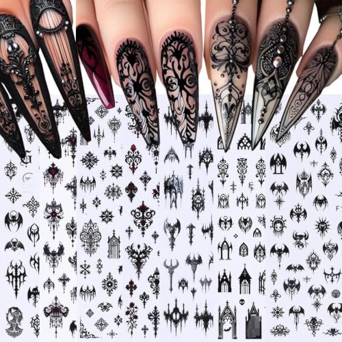 Gothic Nail Stickers - 7 Sheets Self-Adhesive Halloween Designs