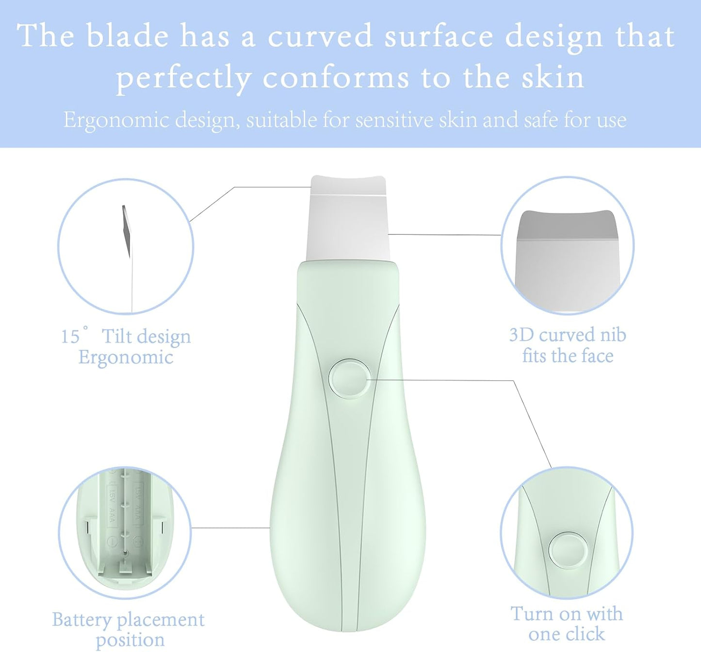 Skin Scrubber Face Spatula - Deep Cleansing Blackhead Remover Tool | Green Color for Men & Women