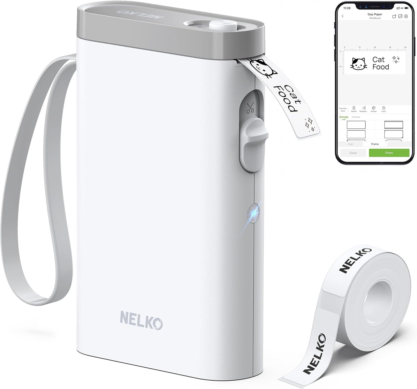 Bluetooth Label Maker - Wireless Mini Printer for Home & Office - Multiple Templates | White