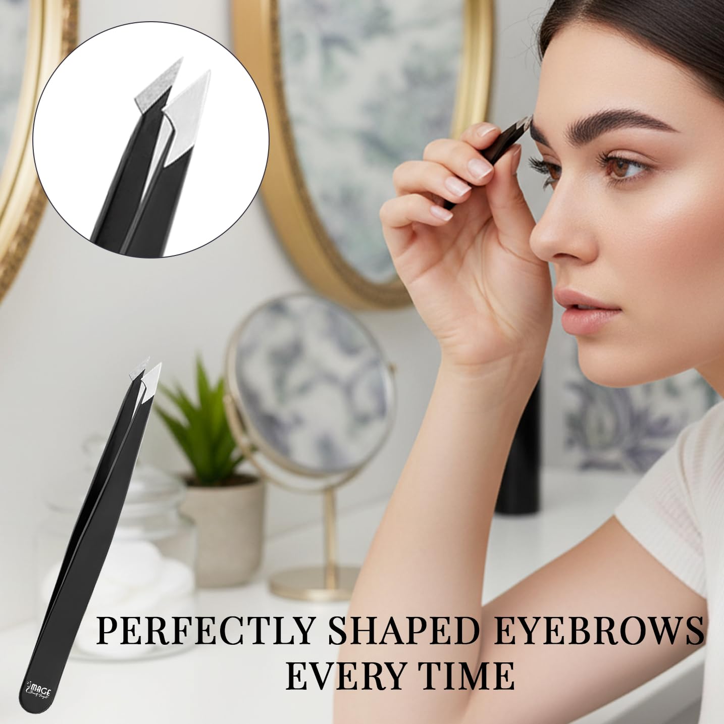 Tweezers for women facial 4 Piece Stainless Steel Precision Tweezers Kit with Leather Case for women & men Multi purpose as eyebrows facial hair ingrown hair removal