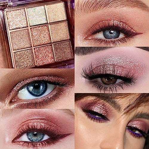 CAKAILA 9-Color Glitter Eyeshadow Palette - Long Lasting & Waterproof