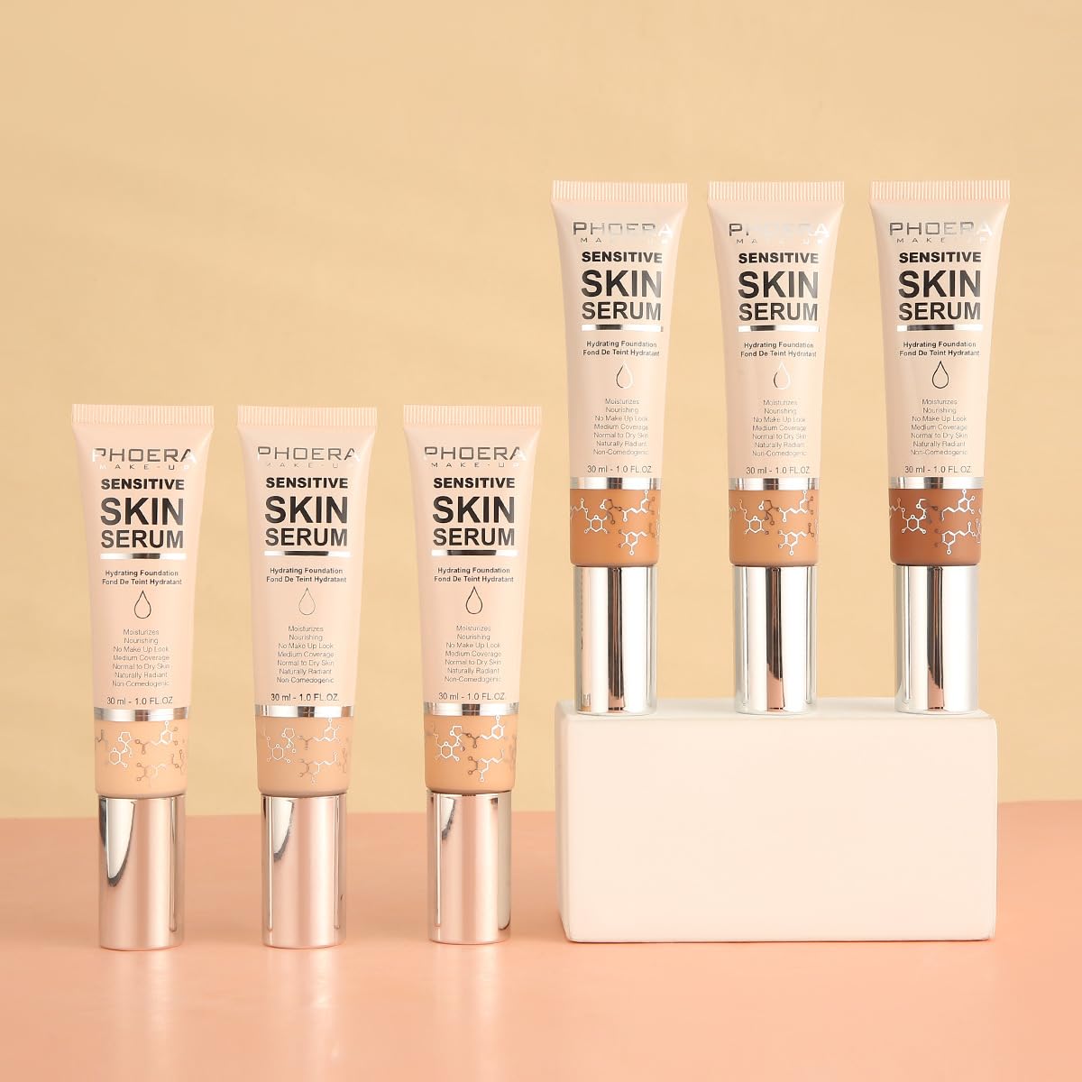 PHOERA Hydrating Serum Foundation - Flawless Full Coverage Makeup | N05 Tan, Hypoallergenic Formula