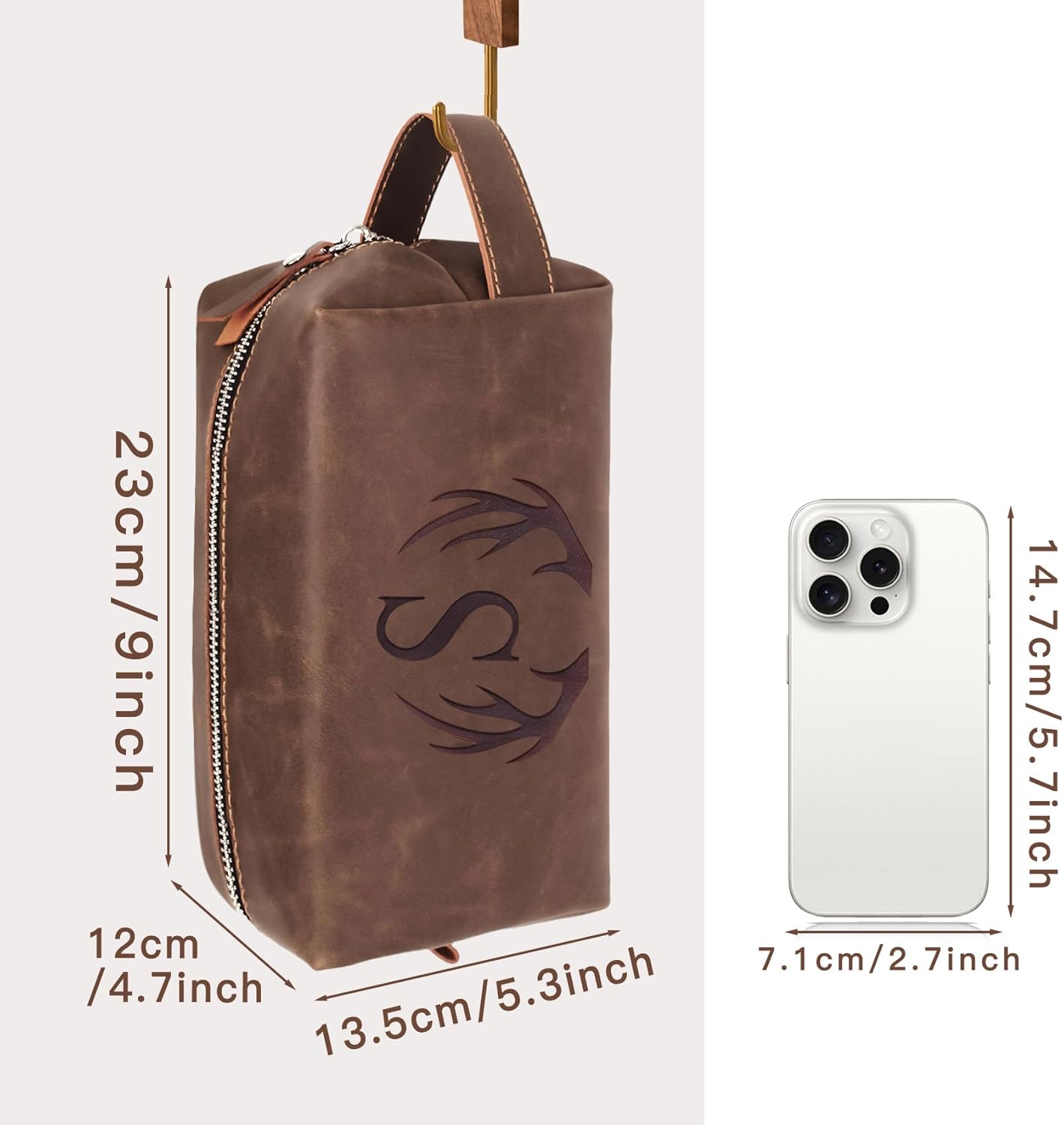 Men's Personalized Toiletry Bag - Waterproof PU Leather Travel Essential | Perfect Gift for Father's Day, Birthdays, and Easter (M)