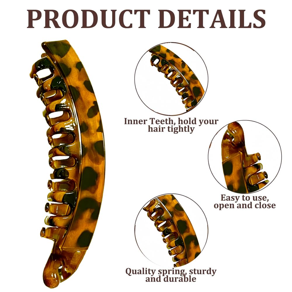 Banana Clips for Women - 80s No Crease Hair Accessories | 4-Pack for Thick & Thin Hair | Perfect for Ponytails & Updos