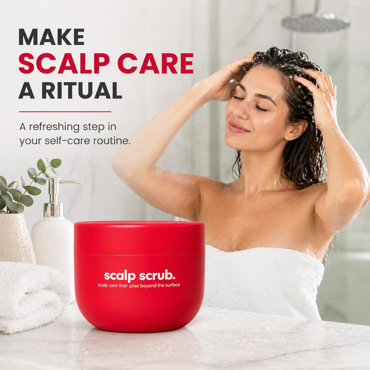 Revive & Restore Scalp Care Treatment - Gentle Exfoliating Scalp Scrub Balm for Itchy Skin | 3.4 Fl Oz Red Jar